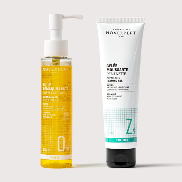 Double cleansing skin with imperfections – Laboratoires Novexpert